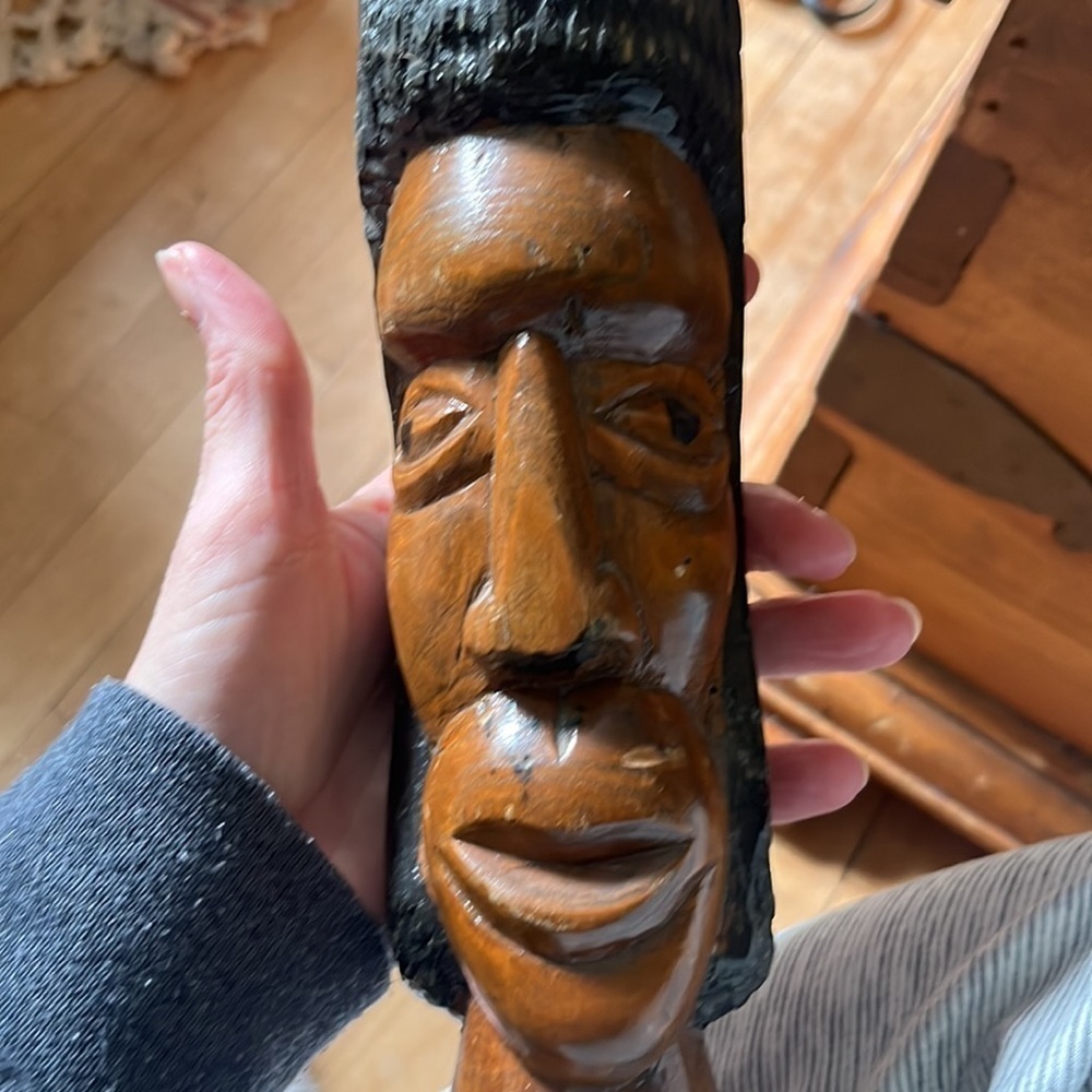 Set of 2 African men wooden statue "busts",  Vintage, Handcarved Africa​… - Picture 5 of 6